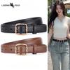 Women's Leather Belt Silver Buckle Versatile Jeans Thin Belt Female High-end Waist Seal Brown Versatile Decorative Belt