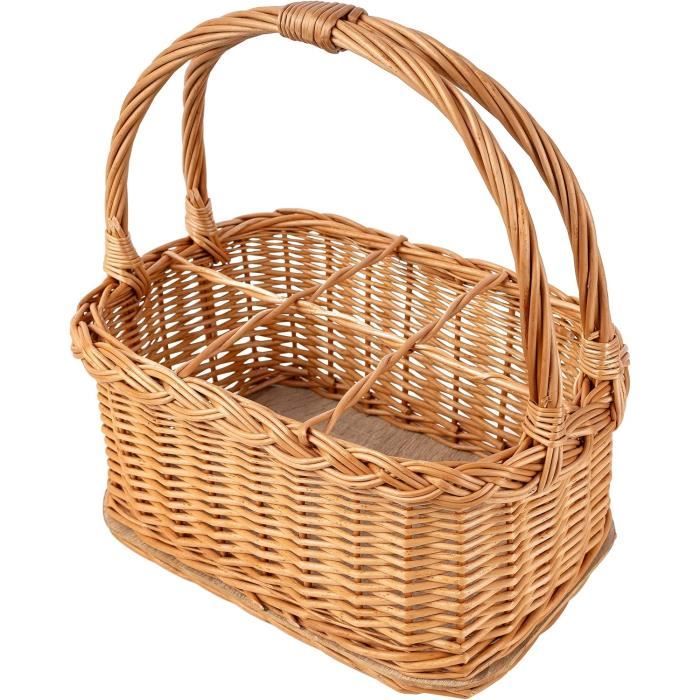 Panier à Bouteilles - CREATIVE HOME - 6 compartiments - 33 x 23 x 36 cm - Osier - Marron