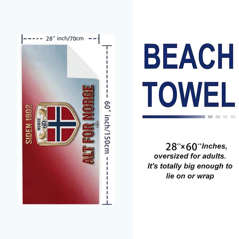 Norway National Football Print Beach Towel, Large Soft Quick Dry Towel for Beach Camping Swimming