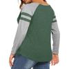 Женская повседневная модная полосатая футболка с длинным рукавом, V-образным вырезом, цветной блок