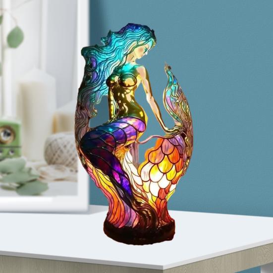 Декоративная настольная лампа в винтажном стиле, дизайн русалок-драконов, яркий цвет, привлекательный богемный цоколь из смолы, сексуальная одежда для взрослых