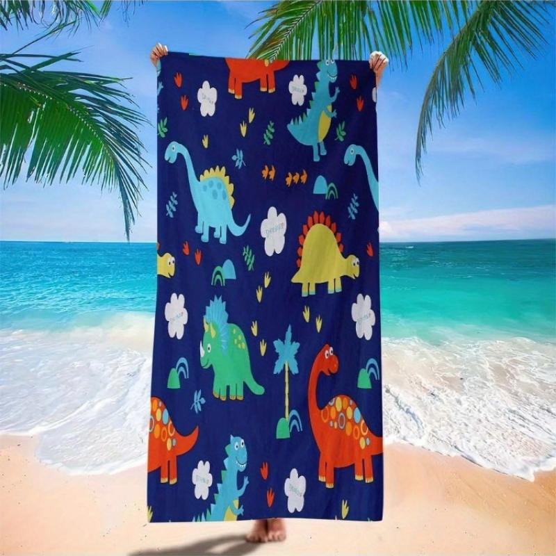 1pc cute dinosaur microfiber beach scarf quick dry large size summer accessory colorful pattern lightweight travel essentials