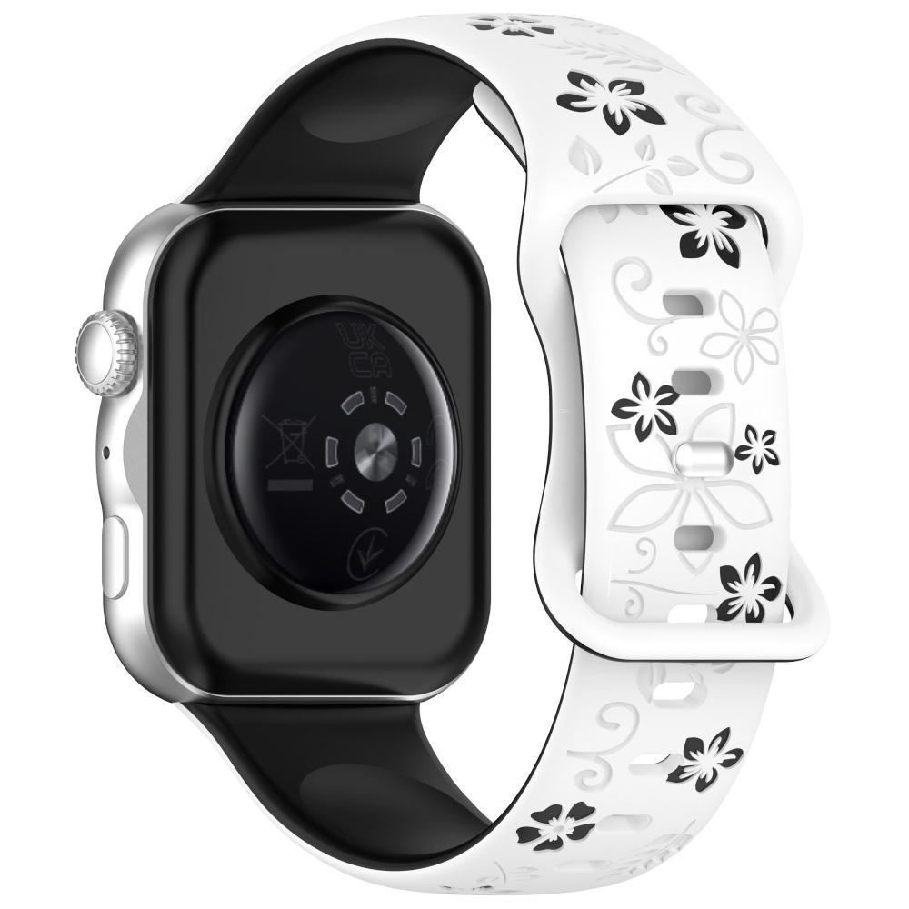 Two‑Color Embossed Floral Silicone Watch Band with Butterfly Clasp for Huawei Watch Fit 3 / 4 / 5 / 4 Pro / 5 Pro
