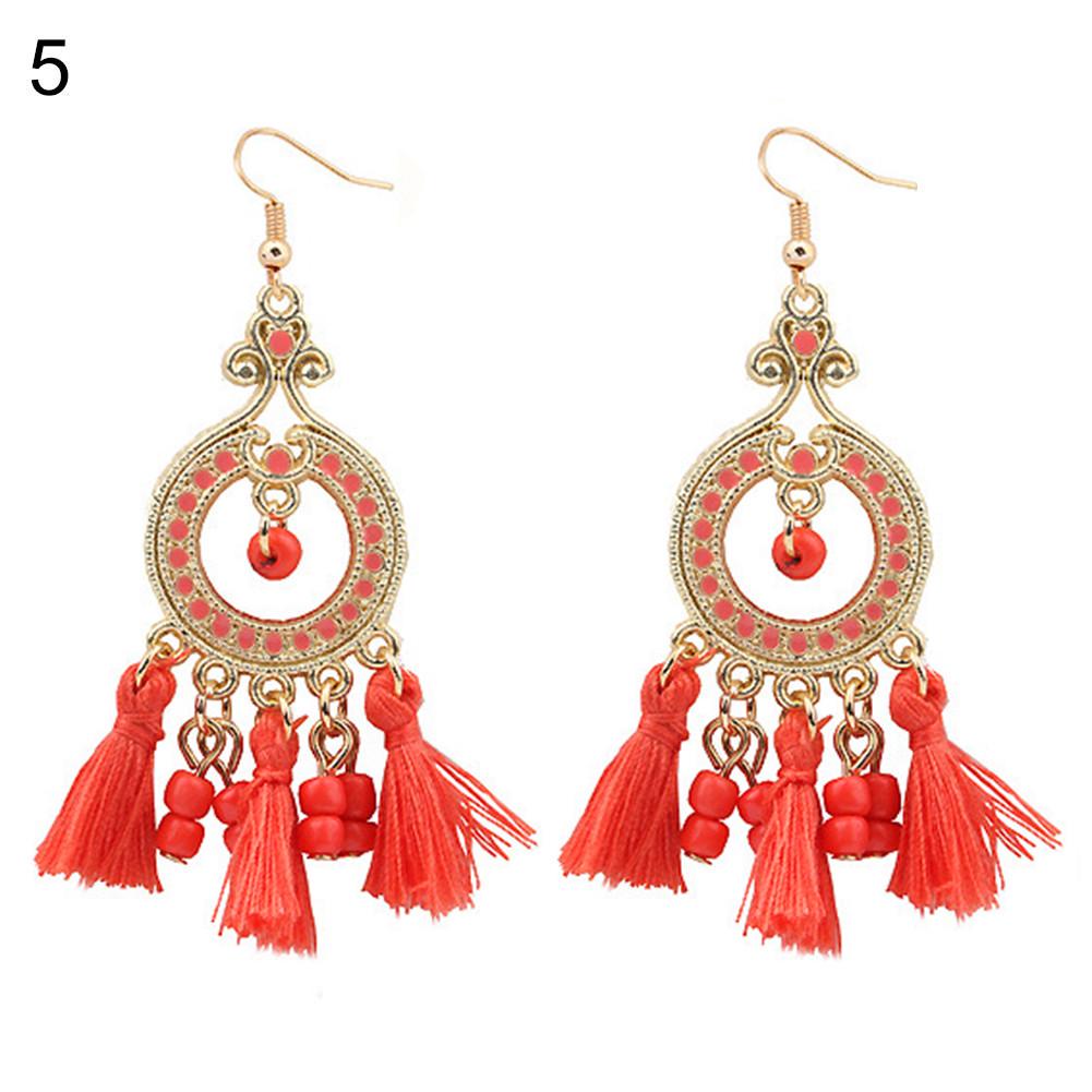 Women Vintage Boho Tassels Pendant Drop Dangle Hook Earrings Eardrop Jewelry