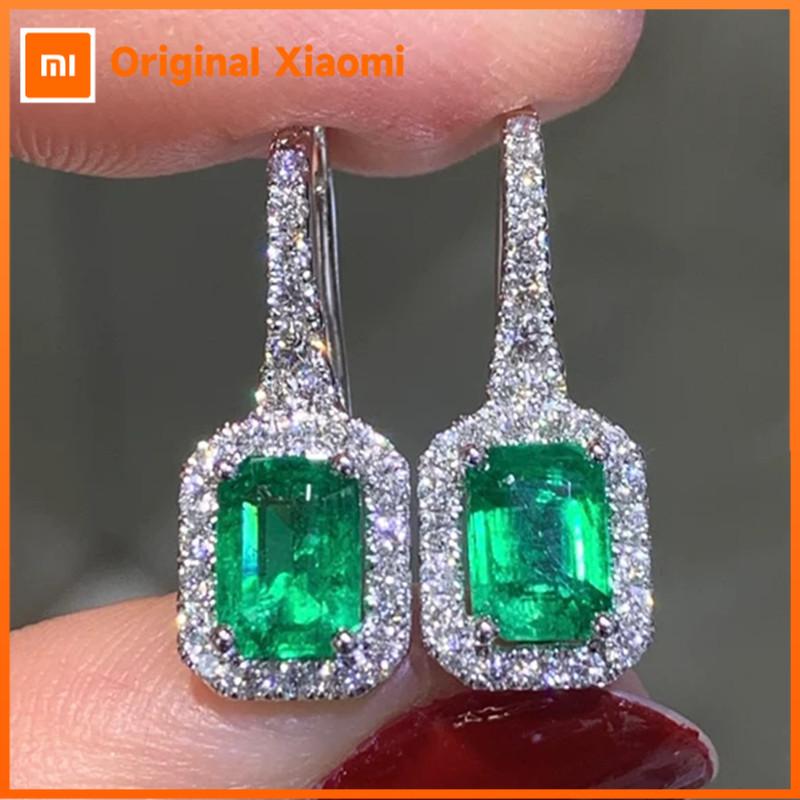 Xiaomi Huitan Sparkling Silver Color Drop Earrings for Women Elegant Green Cubic Zirconia Party Daily Simple Charming Lady Jewelry Gift