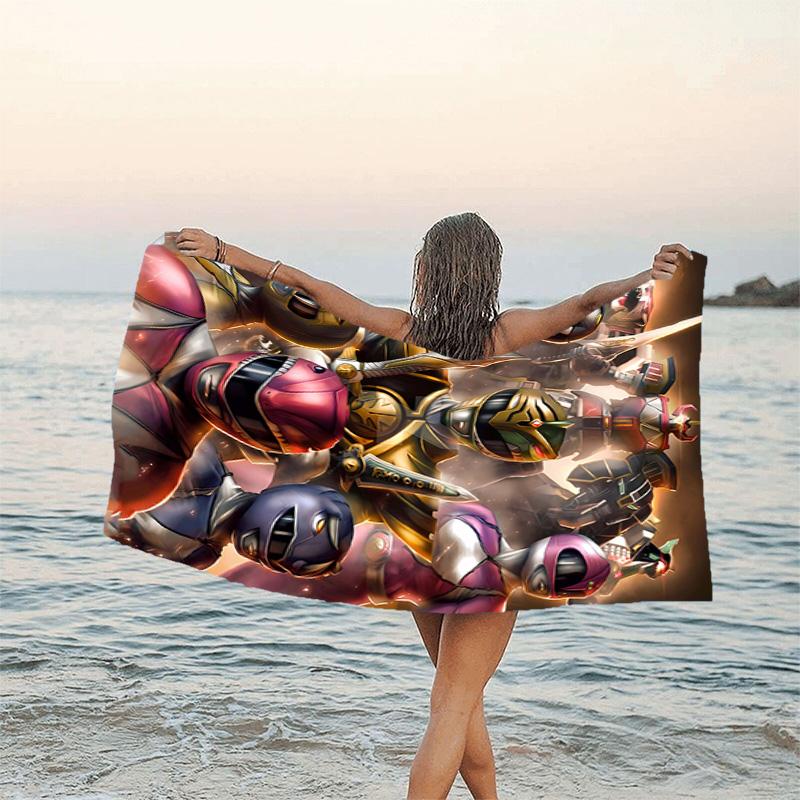 1pc Mighty Morphin Power Rangers3 Beach Towel, Beach and Seaside Swimming Pool Equipment, Fashion Pattern, Rectangular, Travel Essentials
