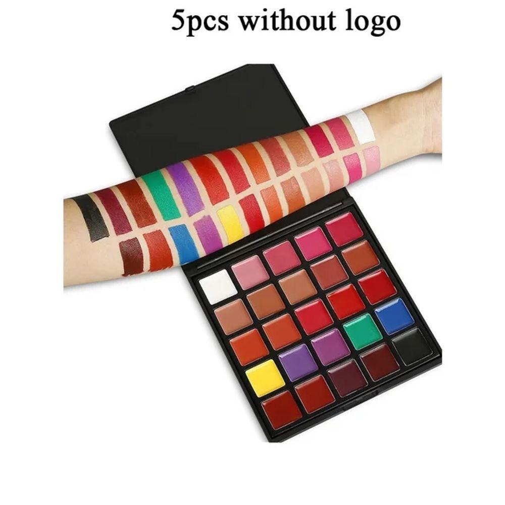Lip Palette Private Label Waterproof Lipstick Palette Matte Non-stick Cup Moisturizing Cream Bulk Makeup Plate 25 Colors, 5pcs Without Logo, 1 Piece