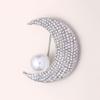 Брошь Full Diamond Moon Feminity Pearl Corsage Niche Design Sense Pin Anti-Light Suit And Accessories