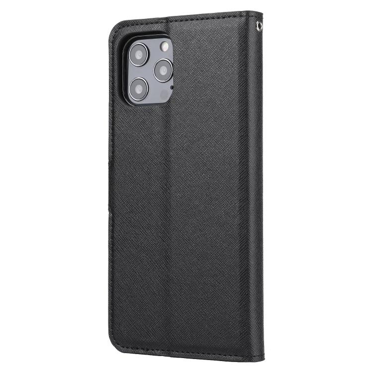 For iPhone 12 Pro Max Cross Texture Detachable Leather Phone Case