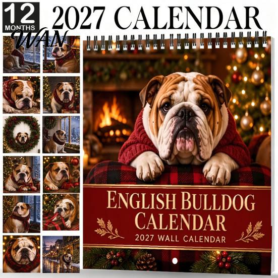 Practical Scheduling Tool 2027 Wall Calendar, Reading Girl/Bee/Bulldog/Squirrel Theme Square Hanging Year Round Appointment Book 12 Monthly