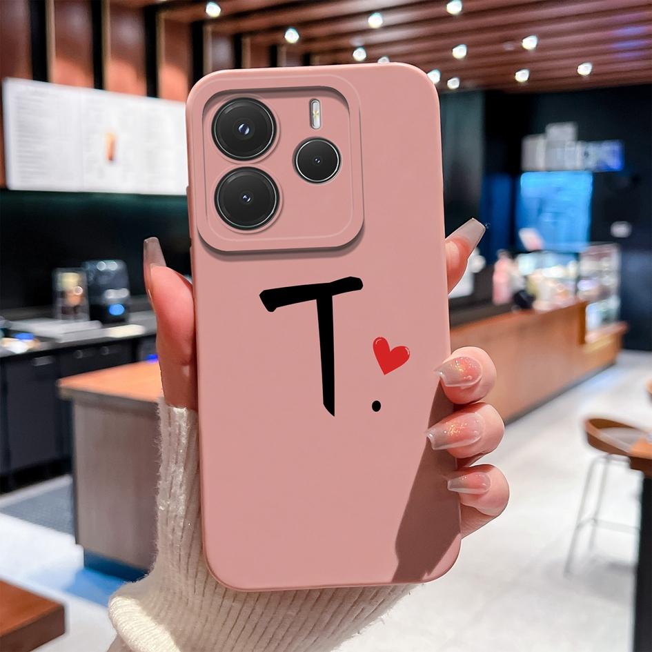 Чехол для Redmi Note 14 14S 11 11T 11E Pro Plus Creative Black Letters Liquid Silicone Высококачественный противоударный прочный противоскользящий корпус для Redmi Shell