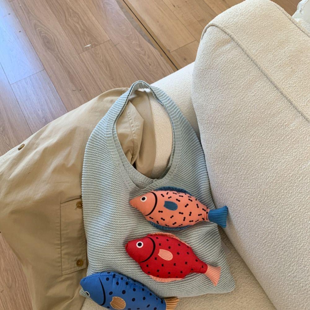 Crochet Weave Knitted Bag Cotton Beach Bag Trendy Fish Shoulder Bag Tote Bag