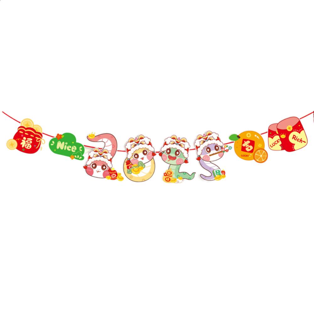 Snake Year Chinese New Year Banner Cartoon Bunting Good Luck Streamer New Year Decorations