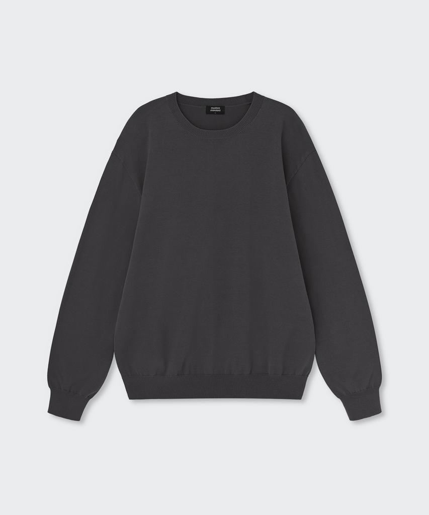 MUSINSA STANDARD Washable Supima Cotton Crew Neck Knit [Dark Gray]