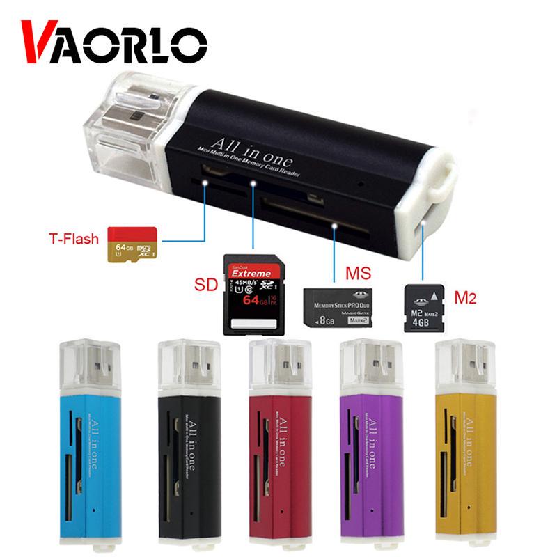 VAORLO Устройство чтения карт памяти Micro SD SDHC TF M2 MMC MS PRO DUO «все в 1», USB 2.0, мультипамять