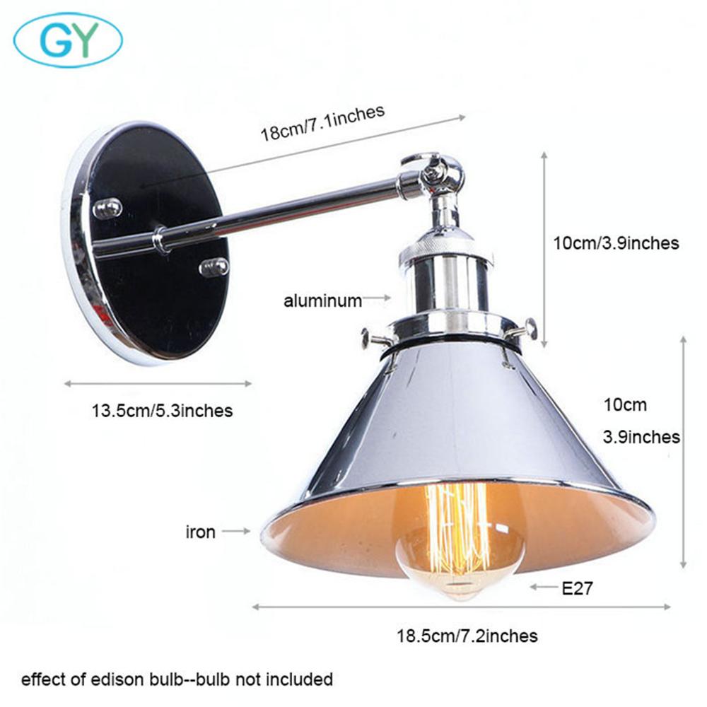 Chrome Finish Vintage Industrial Wall Light Loft Metal E27 Wall Sconce Retro Deco Stair Hallway Balcony Bathroom Vanity Lighting