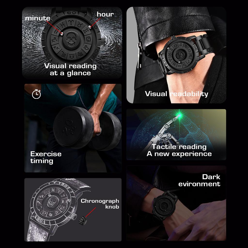 FOXBOX Watch Fashion Floating Magnetic Pointer Free Ball Bearing Creative Simple Waterproof Quartz Watch for Men