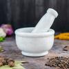 Crocon White Marble Mortar and Pestle Set – 5 Inch Pill Crusher, Herb Grinder for Spices, Silbatta for Chutney, Kitchen Essentials Products