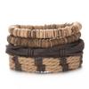 Men's Multi-Layer Bracelet Set with Wooden Beads and Braided Leather