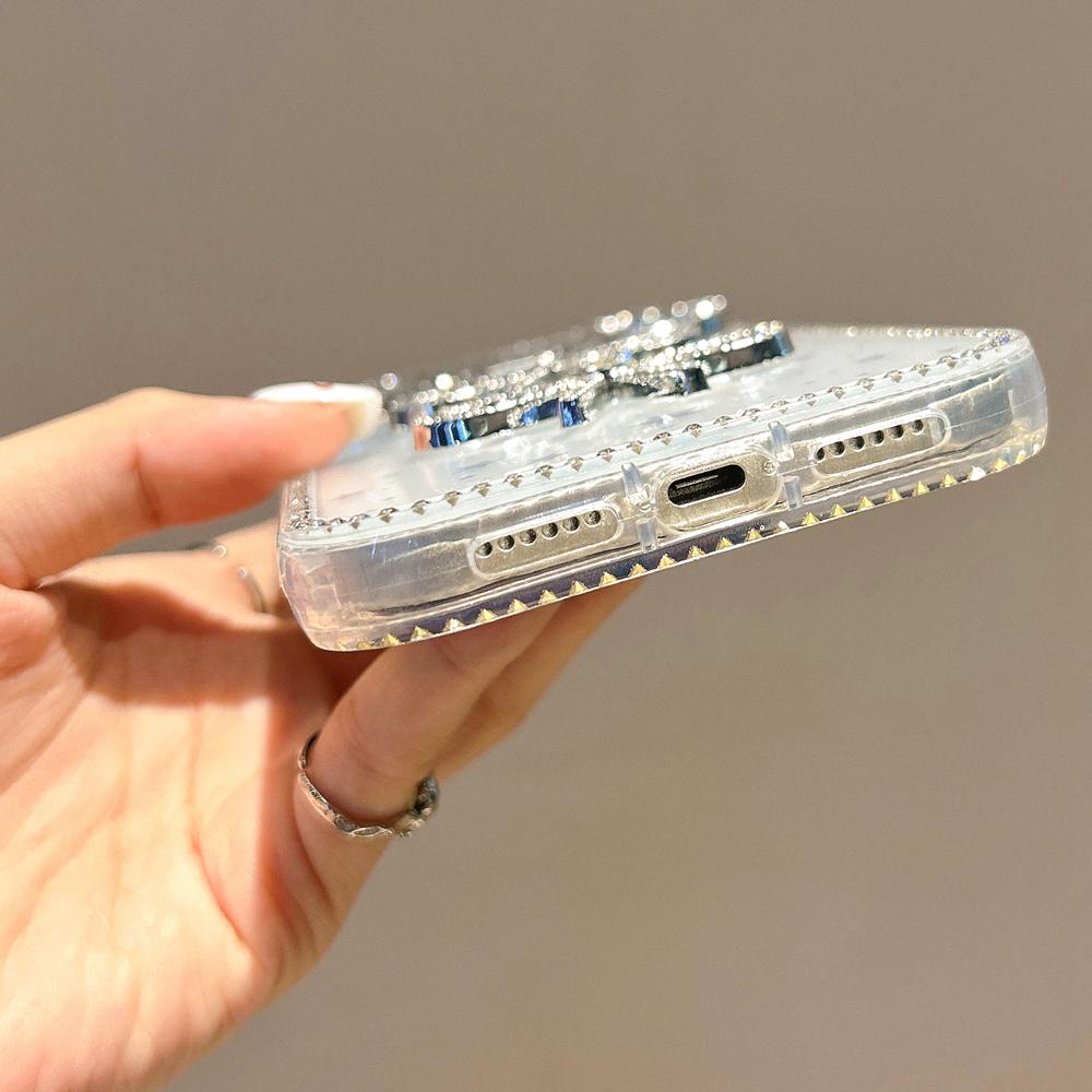 KEYSION Милый 3D Чехол для телефона с кошачьими ушками, прозрачный, для iPhone 12 13 Pro Max 11, с блестками, украшенный драгоценными камнями, с бантиком, противоударная задняя крышка