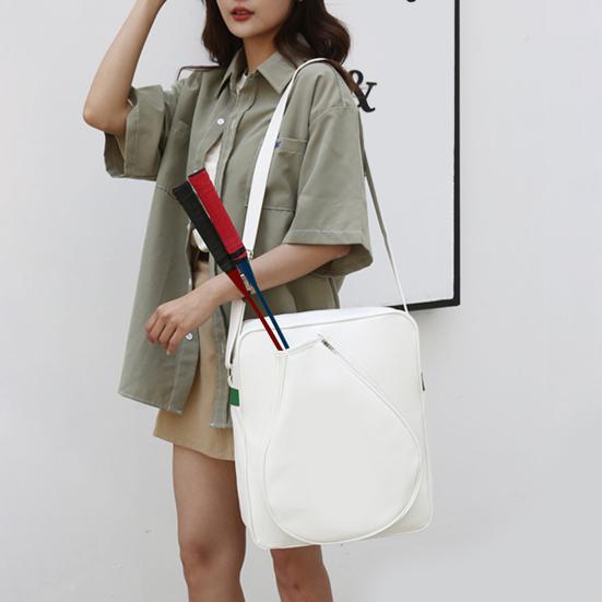 Tennis Bag Tennis Sling Crossbody Bag Large Capacity Faux Leather Racket Bag for Badminton Pickleball