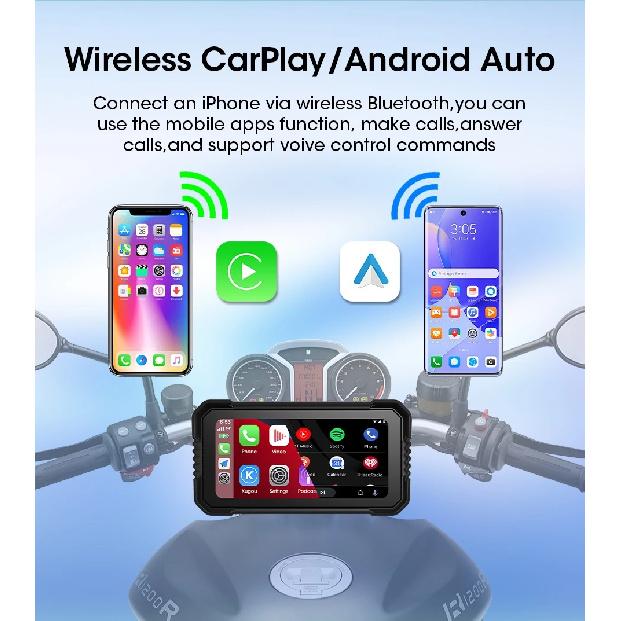 5/6.25 inch TPMS GPS Navigation Motorcycle IPX7 Waterproof Carplay Display Screen Portable Moto Wireless Android Auto Monitor