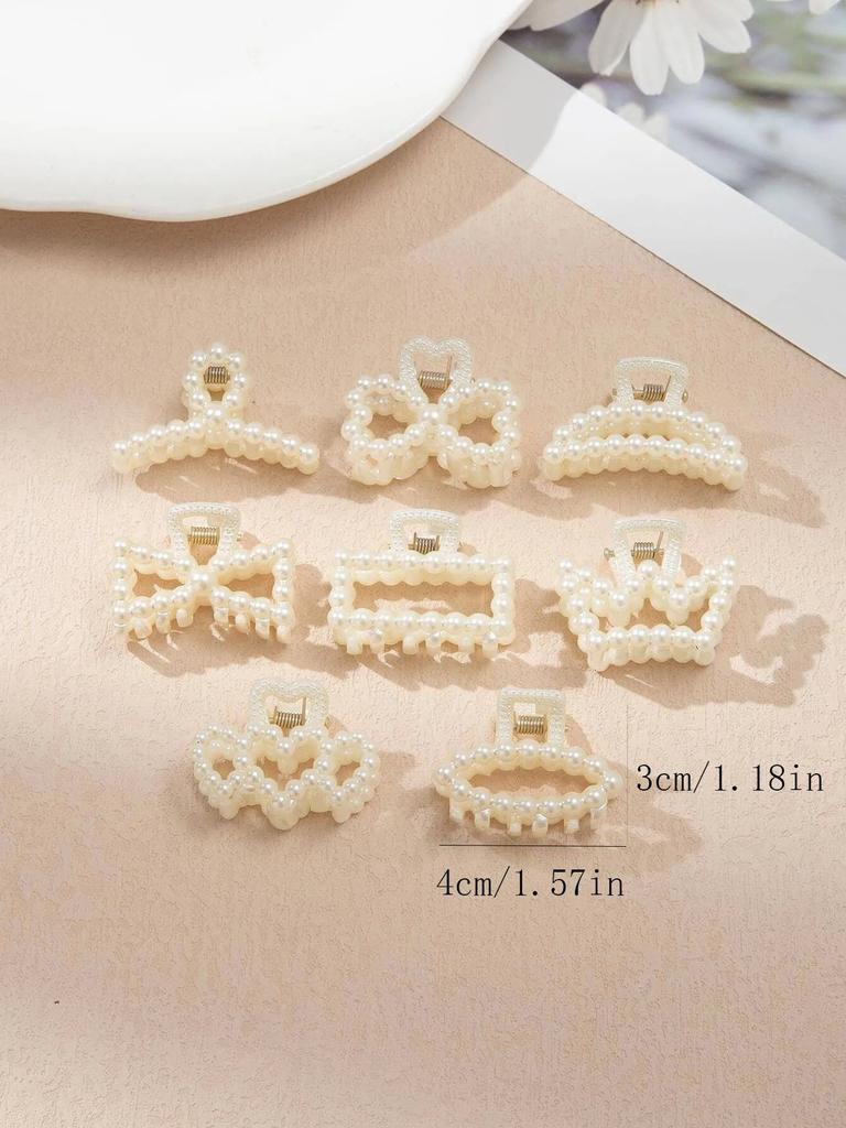 8PCS Women's Minimalist And Fashionable Mini 4CM Imitation Pearl Hair Grab