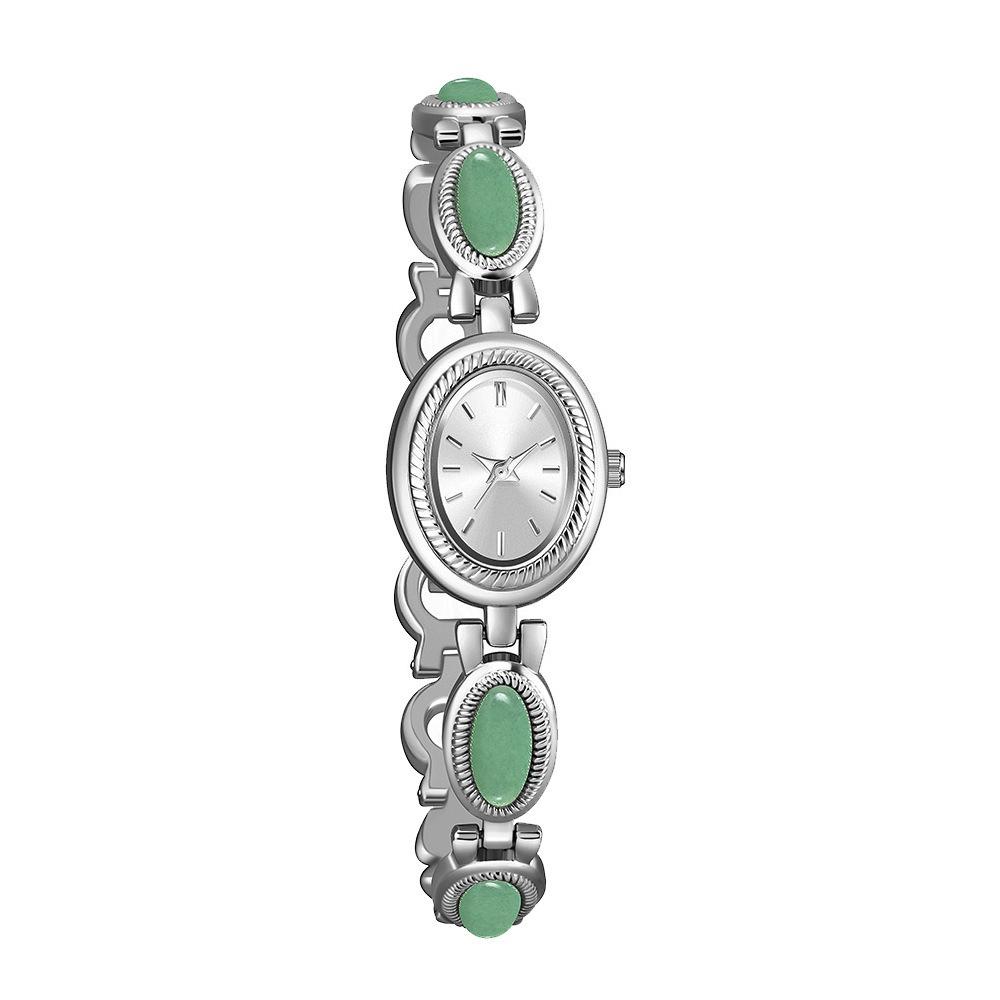 Водонепроницаемые овальные кварцевые наручные часы для женщин Часы с браслетом из нефрита