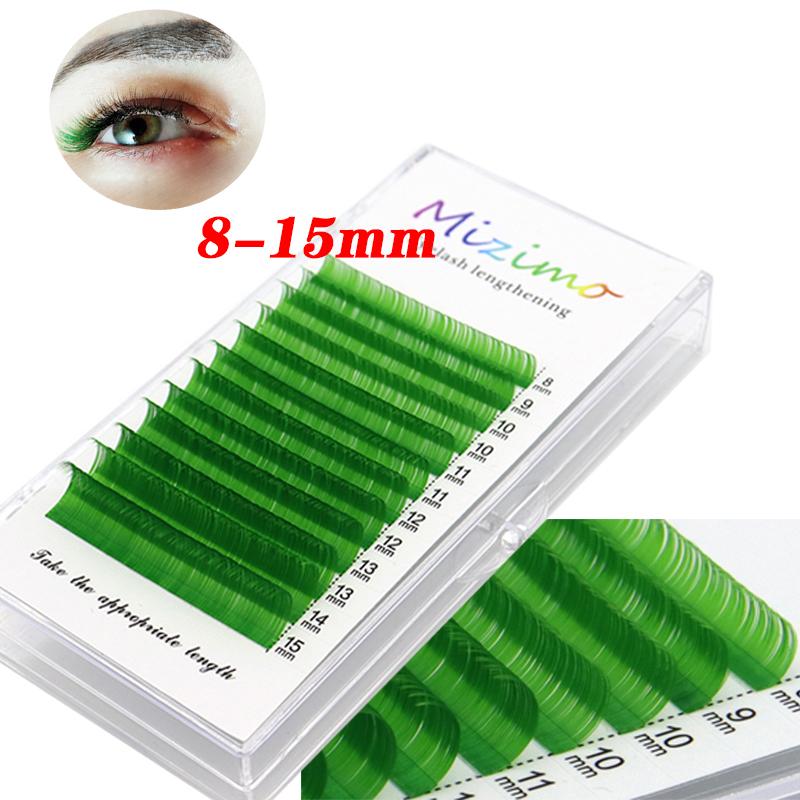 12 Rows Green Color Grafted False Eyelashes, Naturally Soft and Prolonged, Dramatic Eyelashes, Makeup Tools