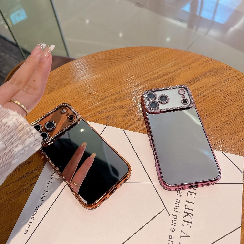Чехол с блестками, бриллиантами и зеркальным покрытием для For Iphone 1 16 17 Pro Max 12 13 14, Блестящий чехол с стразами, Защита камеры, Зеркальная крышка