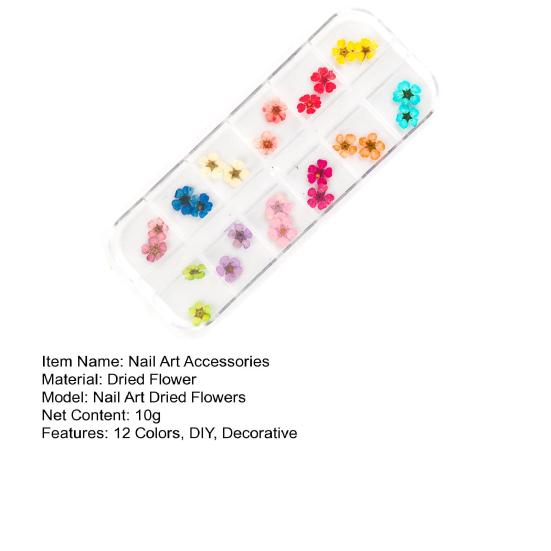 1 коробка, 10 г, сушеные цветы для украшения ногтей, 12 цветов, натуральные цветочные смешанные сухие цветы, сделай сам, ювелирные изделия, подвески, маникюрный декор, УФ-гель-лак, принадлежности для дизайна ногтей