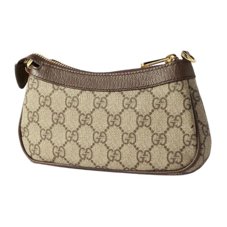 Gucci Сумка для маджонга Ophidia с логотипом Double G, на молнии, из канвы и кожи, женская сумка через плечо, бежевая, эбеновое дерево 764960-K9GSG-8367