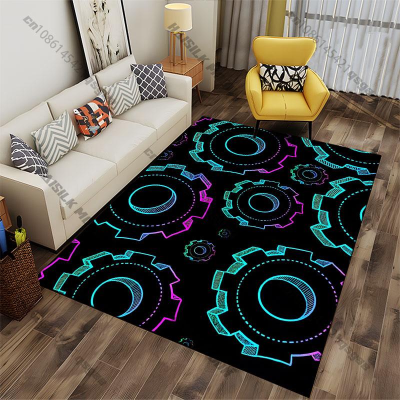 Colorful interlocking mechanical gears carpet Yoga living room room decor children's crawling mat doormat area rug