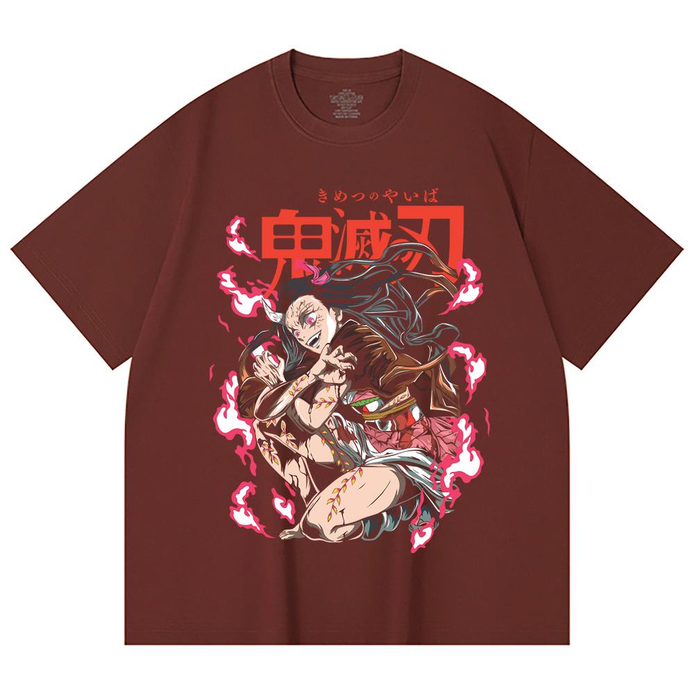 230 Gsm 100% Cotton Demon Slayer V71 Nezuko Demon Print Unisex Heavy Cotton T Shirt