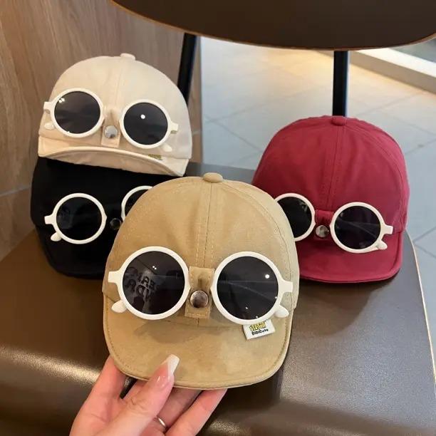 Baby Baseball Cap With Detachable Glasses Design Unisex Toddler Duckbill Hat Stylish Spring Autumn Sun Hat For Boys And Girls