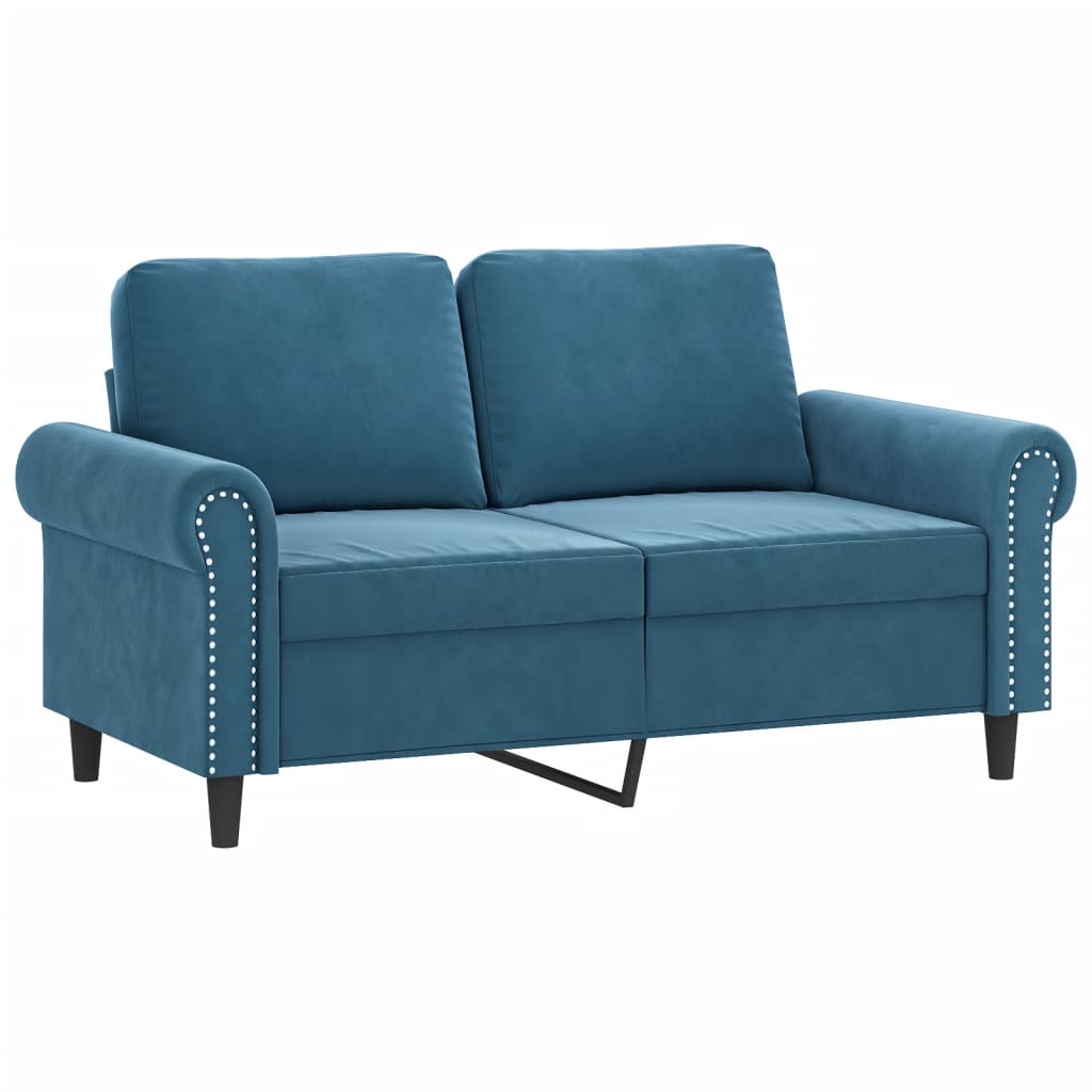 2 Piece Sofa Set with Cushions Blue Velvet