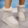 Fashion Bowknot Thick Plush Snow Boots Women Winter Thick Bottom Faux Fur Warm Ankle Boots Woman Faux Suede Cotton Padded Shoes