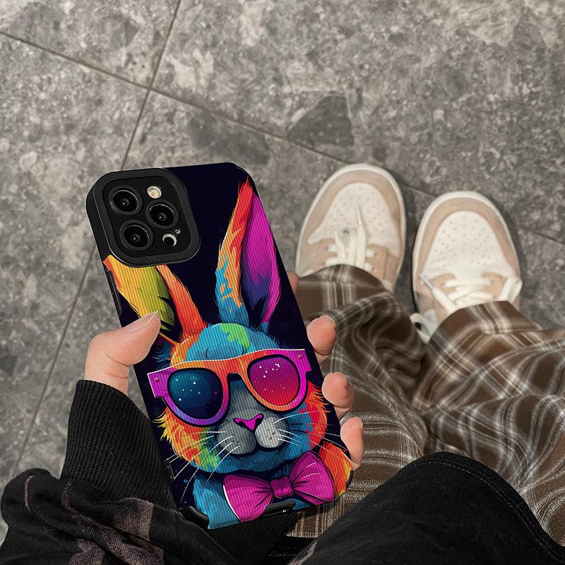 Подходит для Apple 15 цветной граффити мультяшный кролик iphone13promax чехол для мобильного телефона 12 всесторонний индивидуальность 14 модный