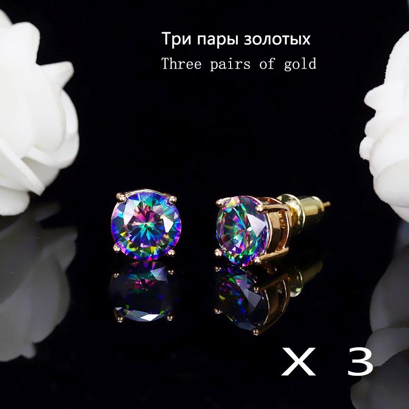 WWJ 3 пары классических градиентных серег круглой огранки с кубическим цирконием для женщин, высокое качество, ювелирные изделия на каждый день, подарок