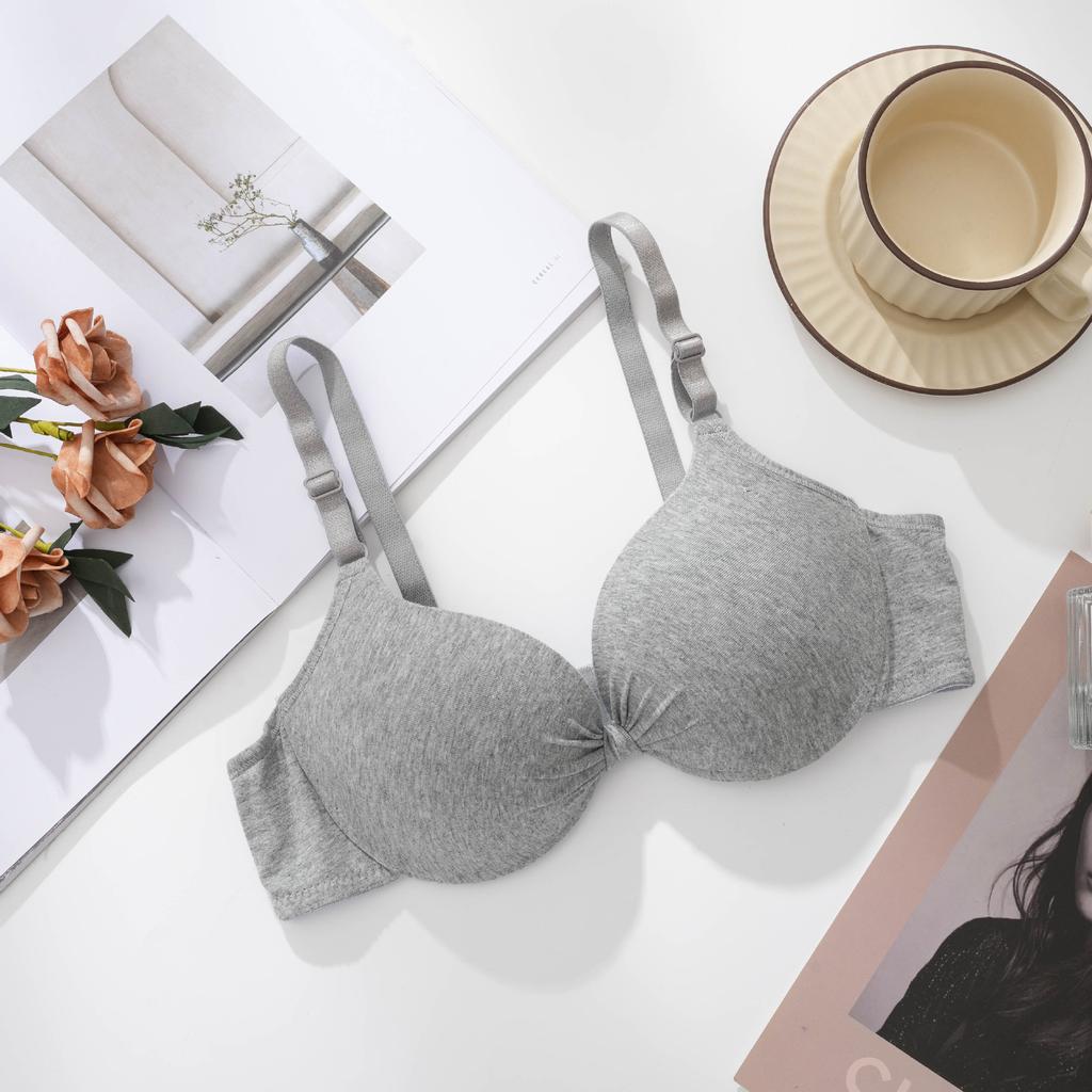Сексуальный бюстгальтер Push Up для женщин, бюстгальтер на косточках, бюстгальтеры с чашечками, хлопковый бюстгальтер со сборками, однотонное женское нижнее белье