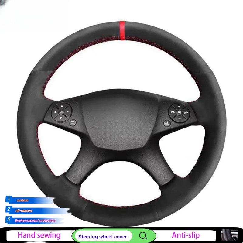 Для Mercedes-Benz W204 C-Class 2007-2010 C300 C230 C280 C180 C260 C200 Черная замшевая оплетка на руль автомобиля ручной работы