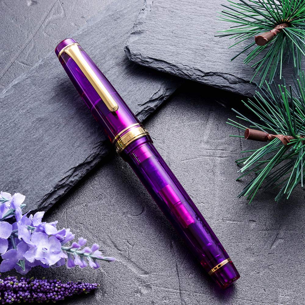 WANCHER Limited Edition SAILOR Original Professional Gear Transparent Lavender 21K Gold Fountain Pen Special Extra [WANCHER Edition] (EF Fine)