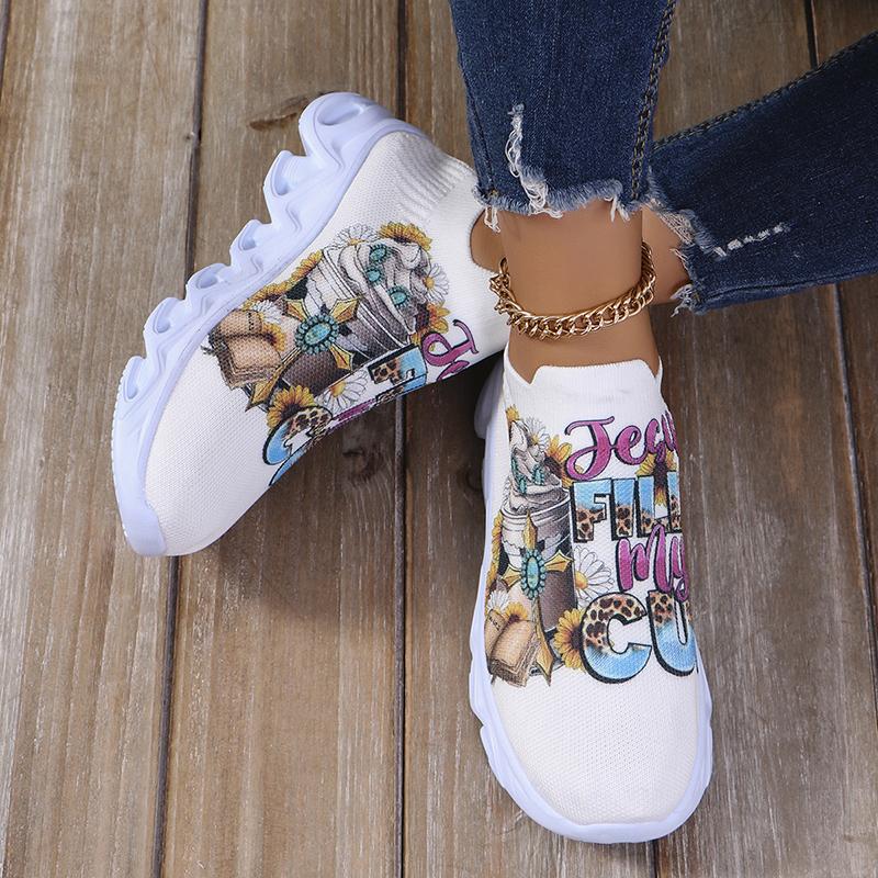 Плоские туфли из дышащей сетки с принтом для женщин, спортивные кроссовки на платформе, женская осень 2024, легкая прогулочная обувь, размер 43