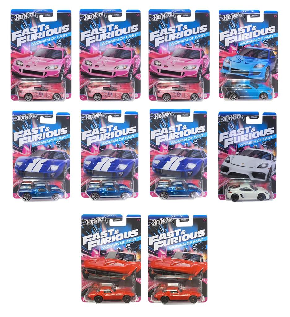 Hot Wheels Fast Furious Theme Assortment WOMAN OF FAST из 10 мини-автомобилей возрастом от 10 лет и & - - [Коробка продана] [3 шт.] 986D-HNR88