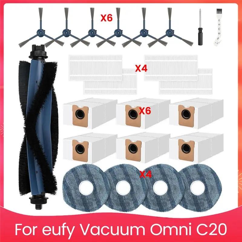 Compatible For Eufy C20 Robot Vacuum Cleaner Accessories Main Brush Side Brush HEPA Filter Mop Dust Bag Replacement Parts Kit