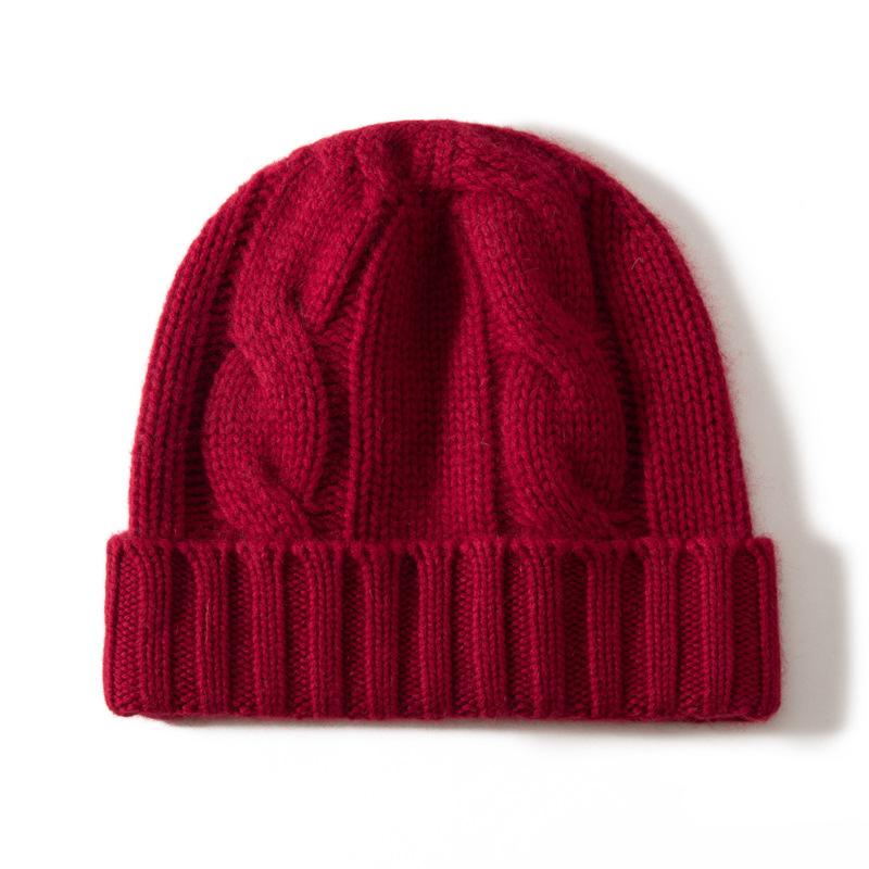 Cashmere hat winter thickened men's and women's cashmere cap knitted headgear cold cap versatile twist outdoor riding cap