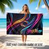 Abstract Geometric Theme Soft Beach Towel Personalized Custom Name Text Towel Portable for Beach Pool Travel