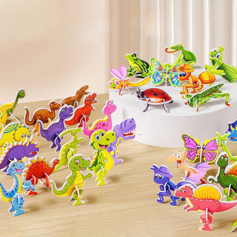20 шт. 3D бумажный динозавр/животное DIY игрушка креативная детская домашняя интерактивная образовательная ручная сборка пазл игрушка для вечеринки подарок