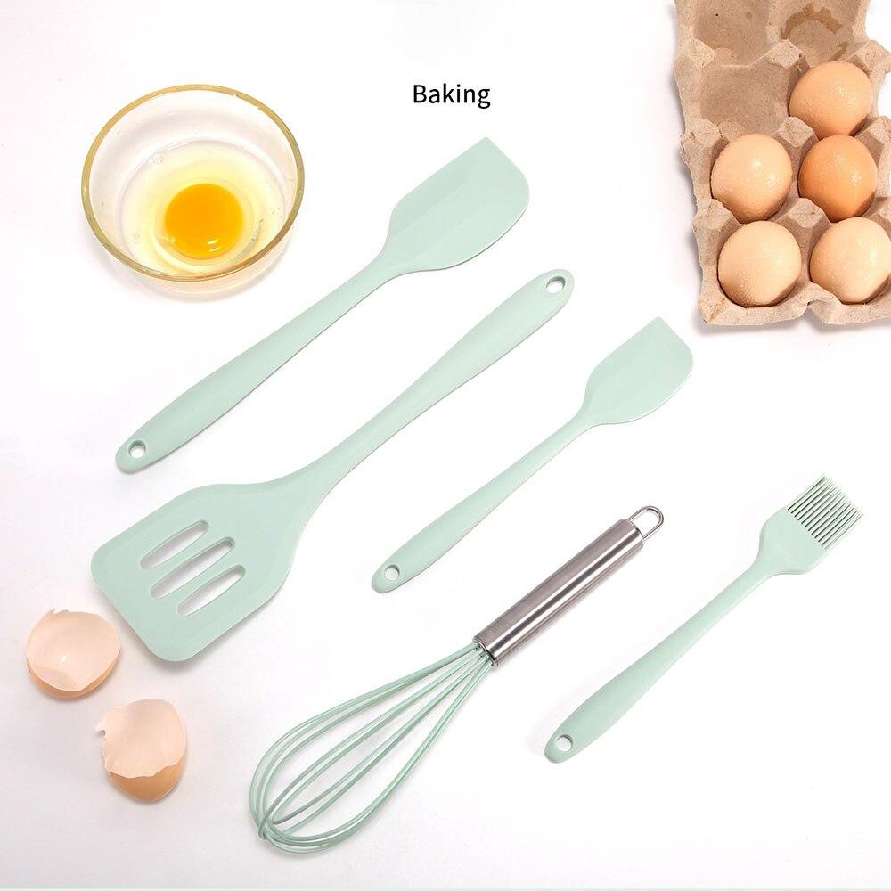 JANKNG 5 шт. набор кухонной утвари силиконовые антипригарные кухонные инструменты набор лопаточка посуда кухонная утварь кухонные аксессуары инструменты