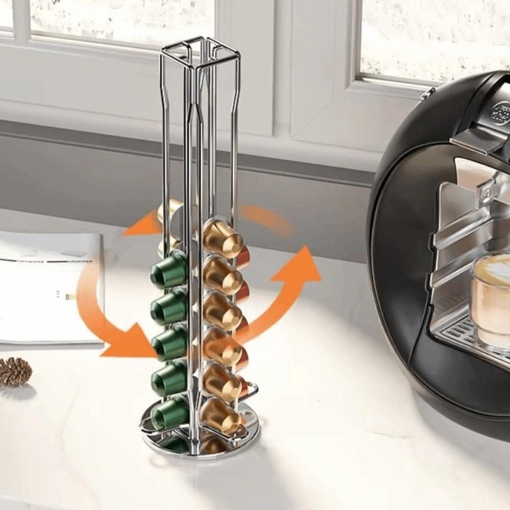 360 Degree Rotatable Coffee Capsules Holder Plating Coffee Capsule Rack Tower Coffee Tools